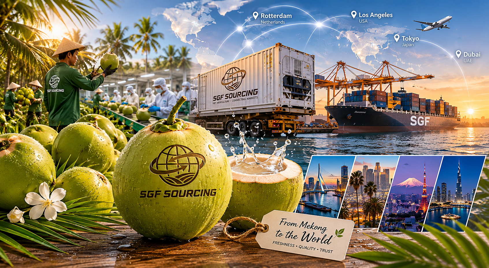 Packing formats for fresh young coconut